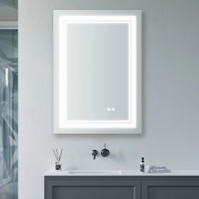 7 Size LED Bathroom Mirror Wall Mounted Vanity Mirror Anti-Fog Mirror Dimmable Lights with Touch Switch(Horizontal/Vertical) (size: 24"*32")