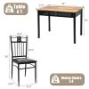 5 Pieces Dining Set Wood Metal Table and 4 Chairs with Cushions