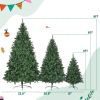 8FT, 6FT, 4FT Pre-Lit Green Pine Artificial Christmas Tree, Set of 3 Hinged Xmas Trees with 820 Warm-Yellow LED Lights and 2539 Branch Tips