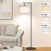 Floor Lamp with 3 Color Temperatures Standing Lamp with Adjustable Beige Linen Lampshade Tall Lamps, 9W LED Bulb Included