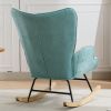 Modern Patchwork Accent Chair with Solid Wood Armrest and Feet, Kids Rocking Chair Nursery,Comfy Wingback Baby Rocker Glider Chair for Nursery