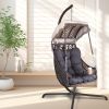 Swing Egg Chair with Stand Indoor Outdoor, UV Resistant Cushion Hanging Chair with Cup Holder