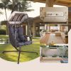 Swing Egg Chair with Stand Indoor Outdoor, UV Resistant Cushion Hanging Chair with Cup Holder