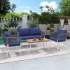 4-Piece Patio Furniture Set, Outdoor Furniture with Acacia Wood Table