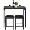 3 Pieces Dining Table Set with Faux Marble Tabletop and 2 Chairs Ideal for Small Space