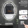 Large Oval LED Bathroom Mirror Lighted Mirror Anti-Fog Vanity Bathroom Backlit Dimmable Wall Mounted 3 Colors Memory with Plug