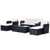 6-piece All-Weather Wicker PE rattan Patio Outdoor Dining Conversation Sectional Set with coffee table, wicker sofas, ottomans