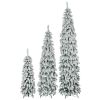 8FT, 6FT, 4FT Pre-Lit Pencil Christmas Trees, 3-set Slim Artificial Christmas Tree With Snow Flocking, Xmas Holiday Decoration Tree, 1455 Branch Tips