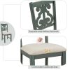 5-Piece Round Dining Table and 4 Fabric Chairs with Special-shaped Table Legs and Storage Shelf