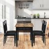 5 Pieces Dining Set Wood Metal Table and 4 Chairs with Cushions