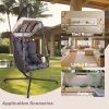 Swing Egg Chair with Stand Indoor Outdoor, UV Resistant Cushion Hanging Chair with Cup Holder