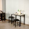 3 Pieces Dining Table Set with Faux Marble Tabletop and 2 Chairs Ideal for Small Space