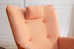 35.5 inch Rocking Chair, Soft Houndstooth Fabric Leather Fabric Rocking Chair for Nursery