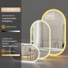 Backlit Smart LED Bathroom Mirror: Oval Dimmable 3 Colors Anti-Fog Mirrors with Light Memory - IP65 CRI95 Large Wall Mounted