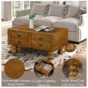 Rectangle Living Room Coffee Table Set, 3-Piece Solid Wood Living Room Table Set, 1 Coffee Table and 2 End Table