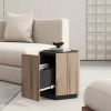 WESOME Hexagonal Rural Style Garden Retro Living Room Coffee Table with 2 drawers, Textured Black + Warm Oak