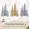 8FT, 6FT, 4FT Pre-Lit Pencil Christmas Trees, 3-set Slim Artificial Christmas Tree With Snow Flocking, Xmas Holiday Decoration Tree, 1455 Branch Tips