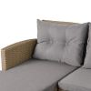 Outdoor, Patio Furniture Sets, 4 Piece Conversation Set Wicker Ratten Sectional Sofa with Seat Cushions(Beige Brown)