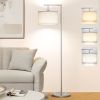 Floor Lamp with 3 Color Temperatures Standing Lamp with Adjustable Beige Linen Lampshade Tall Lamps, 9W LED Bulb Included