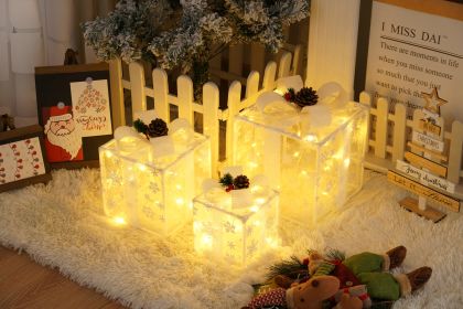 Christmas light box, LED light foldable decoration indoor and outdoor, Christmas light box gift decoration indoor and outdoor garden (Style: White mesh)