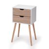 Nightstand with 2 Drawers, Bedside Tables with Solid Wood Legs and Storage, End Table, Side Table, Bedside Furniture for Bedroom, Living Room