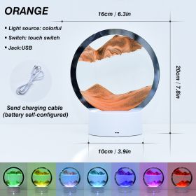 Creative RGB 3D Moving Sand Art Night Light Quicksand Painting Table Lamp LED Lights Hourglass Christmas Gift Home Office Decor (Ships From: CN, Emitting Color: Orange)