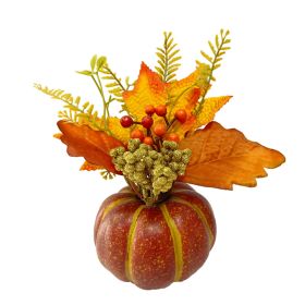 Pumpkin Fall Decorations with Sunflower Maple Leaves Berry for Table Centerpieces (Color: Q2)