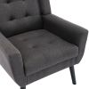 Modern Soft Linen Material Ergonomics Accent Chair Living Room Chair Bedroom Chair Home Chair With Black Legs For Indoor Home