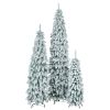 8FT, 6FT, 4FT Pre-Lit Pencil Christmas Trees, 3-set Slim Artificial Christmas Tree With Snow Flocking, Xmas Holiday Decoration Tree, 1455 Branch Tips