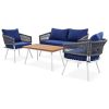 4-Piece Patio Furniture Set, Outdoor Furniture with Acacia Wood Table