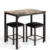 3 Pieces Dining Table Set with Faux Marble Tabletop and 2 Chairs Ideal for Small Space