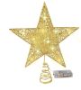 Iron Glitter Powder Christmas Tree Ornaments Top Stars with LED Light Lamp Christmas Decorations For Home Xmas Trees